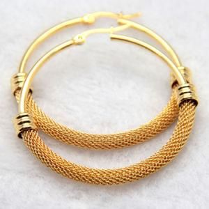 Hot Selling Girl&prime;s Gold Mesh Hoop Earrings for Sensitive Ears