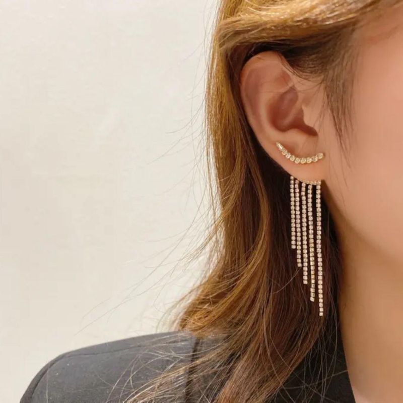 Vintage Fashion Jewelry Diamond Long Thread Tassel Drop Earrings for Women