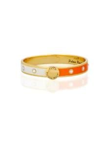 Crystal-Rivet Bangle-18k Gold Plating Metal Bangle with Enamel