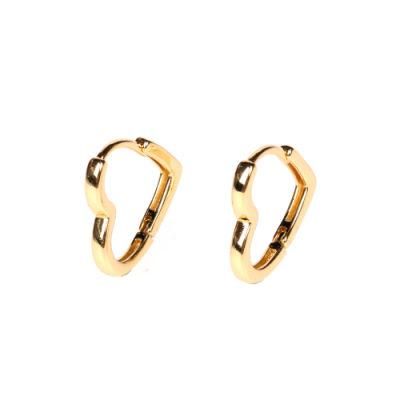 Heart Shape Hoops Designers Women Gold Plated on Copper Earrings