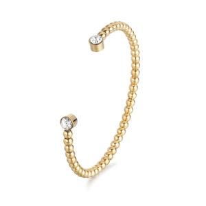 Fashion Women Jewelry Round Zircon Stainless Steel Bead Cuff Braceglet