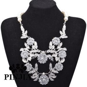 Silver Crystal Fashion Costume Jewelry Statement Necklace
