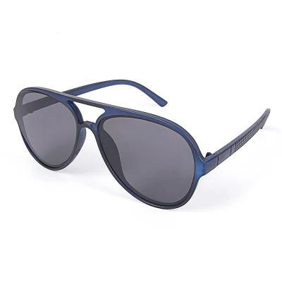 Matt Plastic Frame Sunglasses with Special Temple Custom Printing Large Size Lens Sun Glasses