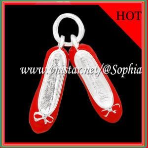 Fashion Silver Plated Red Shoes Charms