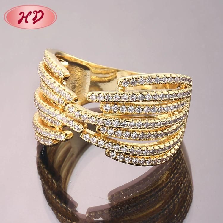 Women Stainless Steel Silver Fashion 18K Gold Plated Engagement Finger Wedding Rings Jewelry Design