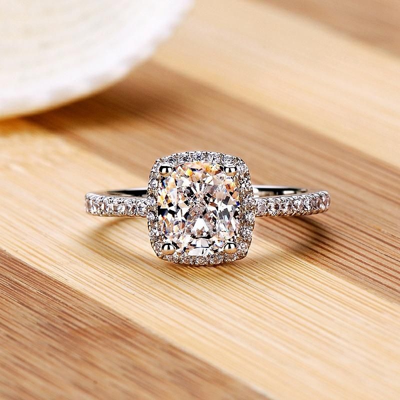 Fashion Women Jewelry Girls Gift Wedding Ring Diamond Silver Ring