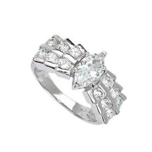 Shinning Women Clear Marquise CZ Ring with White Gold Plated