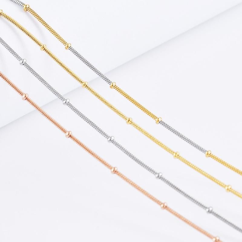 The Eternal Classic 18K Gold Plated Jewelry Necklace Snake Chain with Beads for Bracelet Necklace Anklet Design
