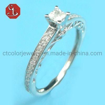High Quality Classical Engagement Synthetic Diamond Silver Rings Wholes Price