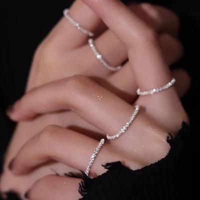 925 Sterling Silver Sparkling Index Finger Ring Women Fashion Jewelry