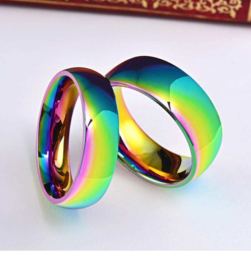 Titanium Steel Colorful Glare Color Ring The Rainbow Ring European and American Fashion Jewelry Wholesale SSR1921