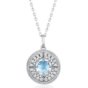 Vintage Gemstone Jewelry Topaz White Gold 925 Sterling Silver Jewellery Necklace