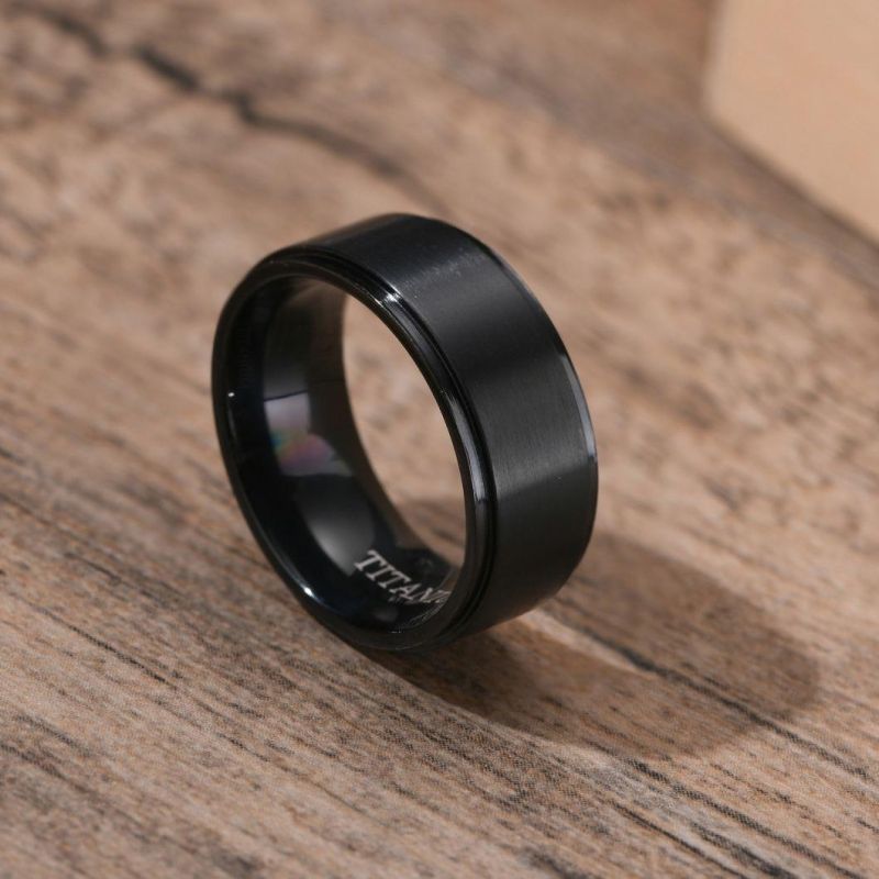 Fashion Jewelry IP Black Titanium Band Pure Titanium Wedding Ring for Men Tr2025