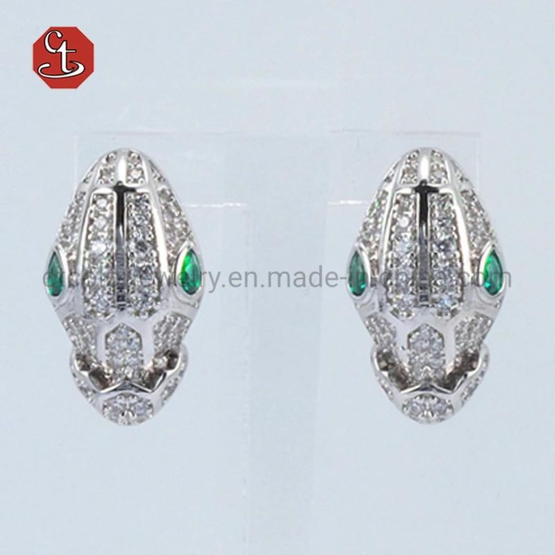 Snake Hoop Silver or Brass Earrings For Women AAA+ CZ Snake Earring Fashion Jewelry Accessories