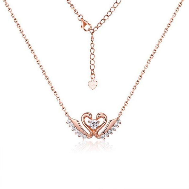 925 Sterling Silver New Fashion Lucky Clover Rose Gold Circle 18K Gold Plated Necklaces
