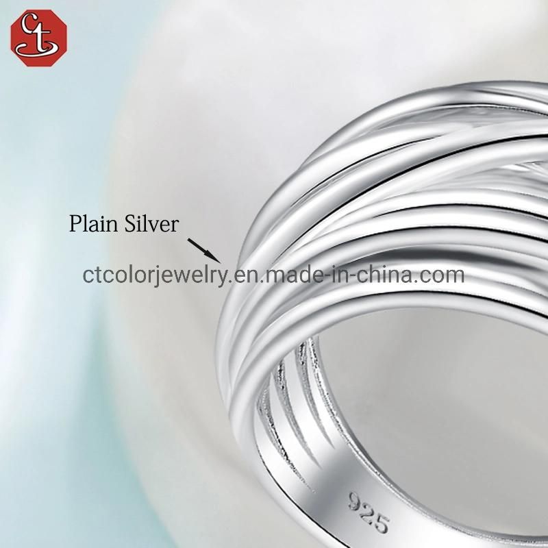 2022 Luxury Fashion Jewelry Plain Silver Simple Style Ring for Women