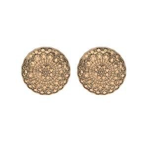 Fashion Accessories Imitation Jewelry Anti Gold Filigree Round Stud Earrings for Women
