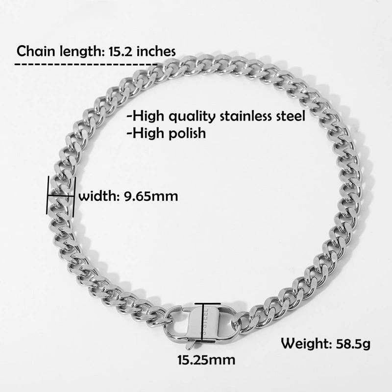 Stainless Steel Hip Hop Punk Chain Link Necklace for Women Men Fashion Jewelry