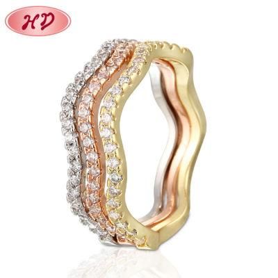 18K Rose White Gold Plated Fashion Costume Imitation Silver Wedding Finger Charm Rings Jewelry for Women