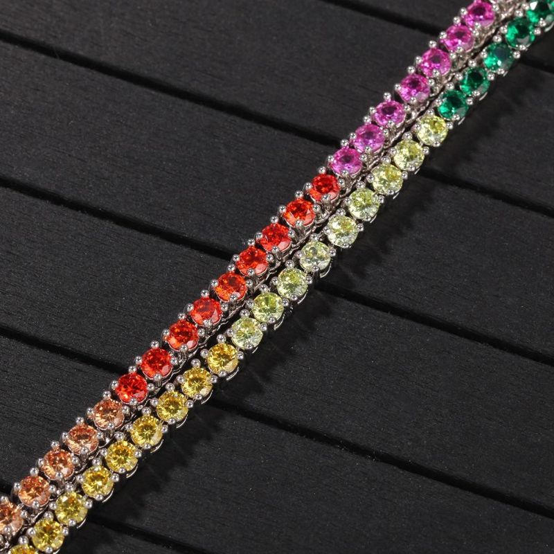 Colored Zircon Tennis Chain Hip Hop Trend Row Necklace