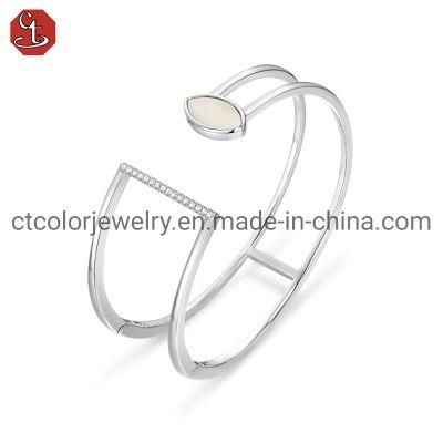 Fashion Adjustable Jewelry 925 Silver Shell Pearls Hollow Design Bracelet