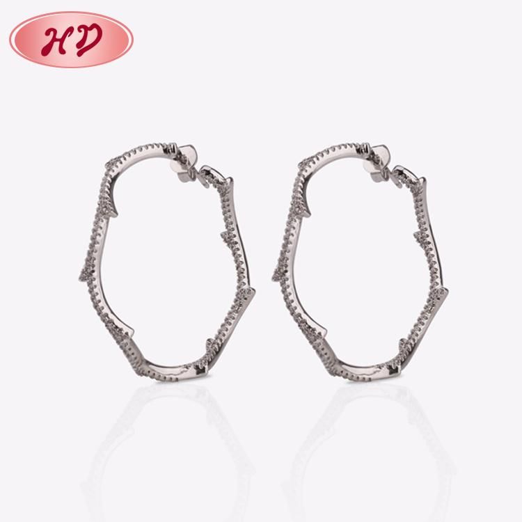 Costume Fashion Jewelry Sliver Brass Hoop Earrings