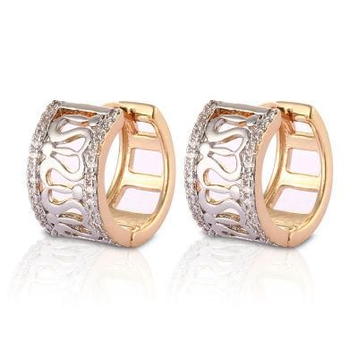 18K 14K Gold Plated Imitation Fashion Costume Jewelry with CZ Pearl Huggie Hoop Earring for Women