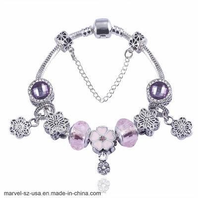 DIY Beads Crystal Charm Silver Bracelets &amp; Bangles Jewelry Gift Women Bangle
