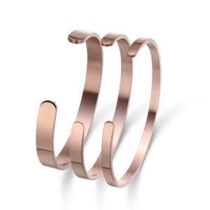 Couple Inspiration Personalized Bangle Rose Gold Plated Bracelets Women Stainless Steel Cuff Custom Bracelet Men