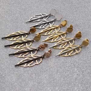 Flower Leaf Gold-Plated Stainless Steel Earrings Stud