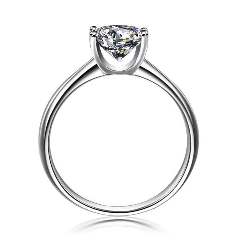 Crystal S925 Four-Prong Diamond Wedding Ring