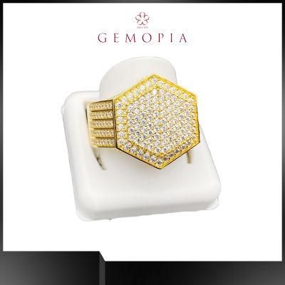 Fashion Jewelry S925 Sterling Silver Diamond Plated Gold Ring