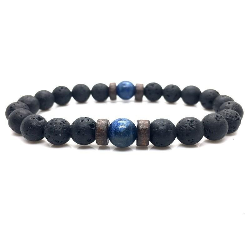 Promotion Gift Men Natural Bead Lava Stone Bracelets Fashion Jewelry