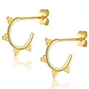 Hot Sale Fashion Simple Semicircle Curve S925 Silver 18K Gold Plated Zircon Piercing Stud Designer Earrings