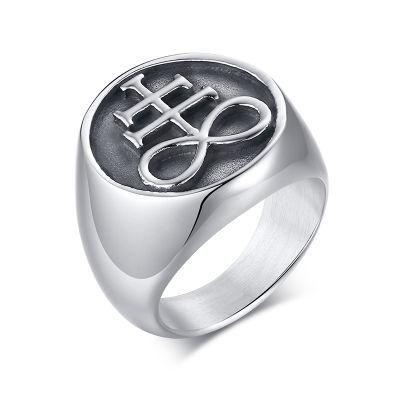 Stainless Steel Satan Cast Ring Steel Color Male Hip-Hop Retro Ring
