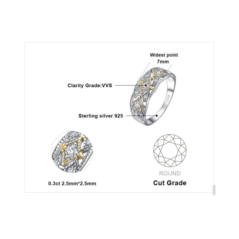 Fashion Jewelry 925 Sterling Silver Vintage Filigree Cubic Zirconia Statement Ring Wholesale