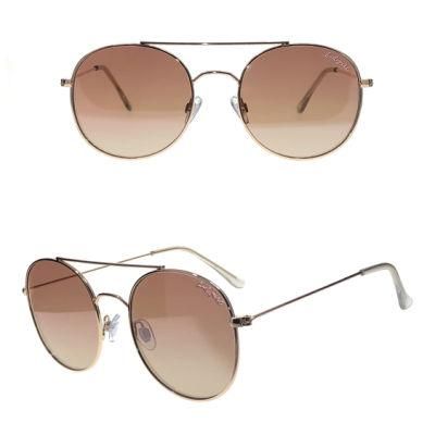 Round Frame Double Bridge Fashion Metal Sunglasses