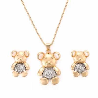 Fashion Accessories 18K Gold Plated Silver Alloy Women Jewelry Sets Chain Pendant Necklace with CZ Crystal