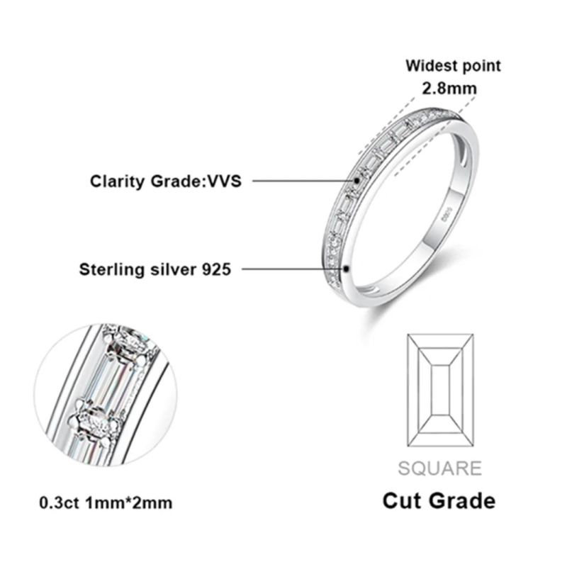 Cubic Zirconia Half Eternity Channel Set Wedding Band 925 Sterling Silver Rings Wholesale