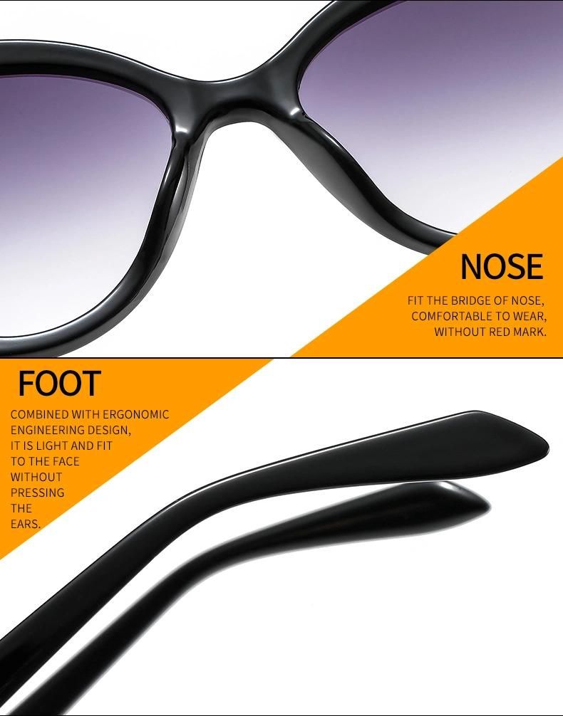 2022 New Style Fashion Cat Eye Small Frame Plastic Sunglass