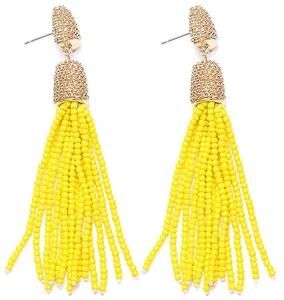 Bead Fringe Dangle Earrings Soriee Drop Earrings Beaded Tassel Ear Drop 5 Colors