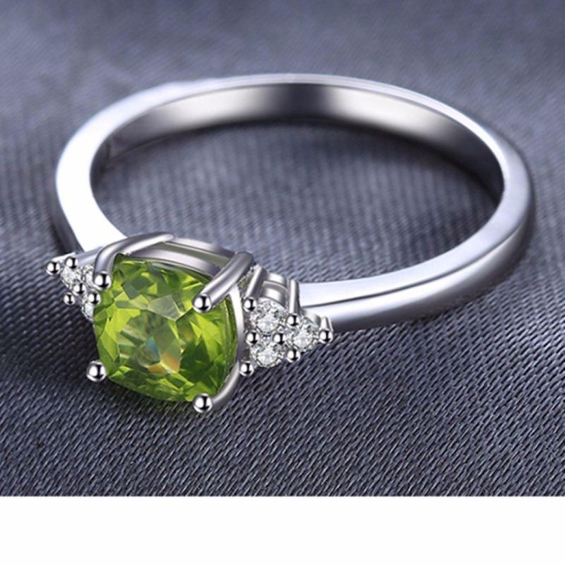 Gemstone Created Peridot Ring 925 Sterling Silver Fashion Jewelry for Women Wholesale