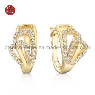 Fashion Jewelry 925 Sterling Silver Gold Plated/Rose Plated/White Plated CZ Women Earrings