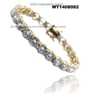 New Design Prong Set Gold Plating Silver Tennis Bracelet