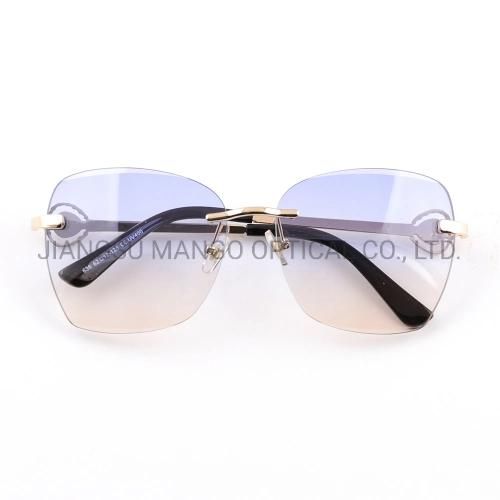 Trendy Fashion Rimless Oversized Shield Sunglasses