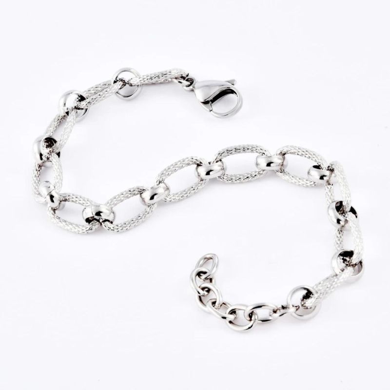 Hip Hop Stainless Steel Sliver Bold Link Chain Bracelet Gold Plated Fashion Jewellery for Men