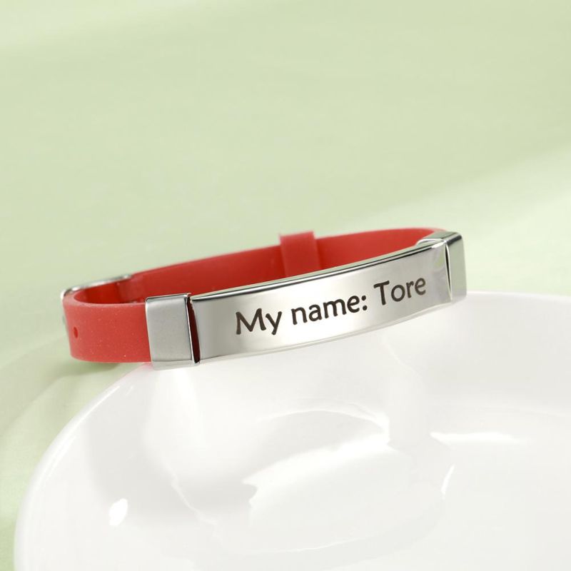 Personalized Magnetic Silicone Rubber Bracelets with Metal Clip