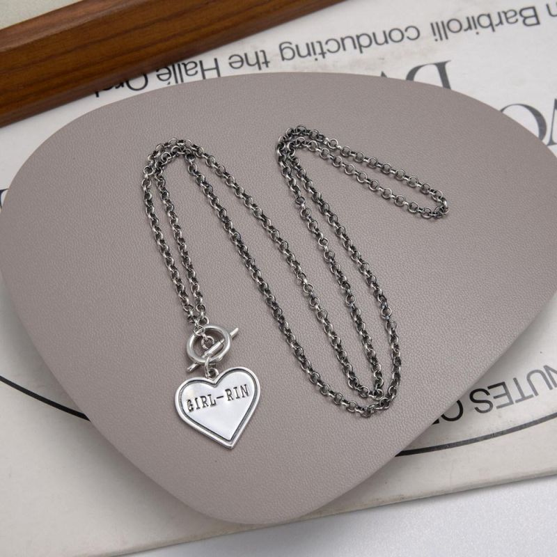 High Quality 925 Sterling Plain Silver Heart Pendant Necklace