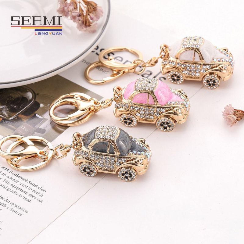 Metal Mini Car Ornament Beetle Car Cartoon Keychain Pendant