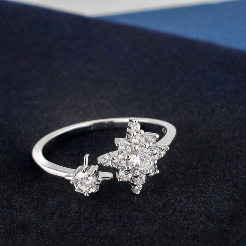 Hot Sell 925 Silver CZ Wedding Open Ring